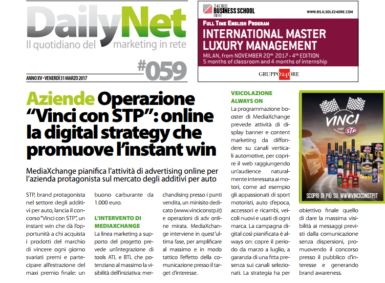 Mediaxmotive sul Daily Net la campagna digital STP 2017